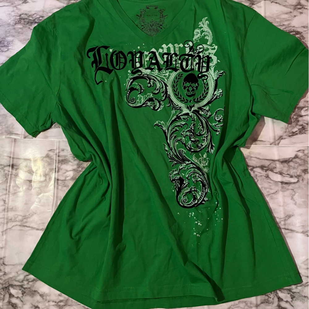 Express Affliction Green Graphic T-Shirt